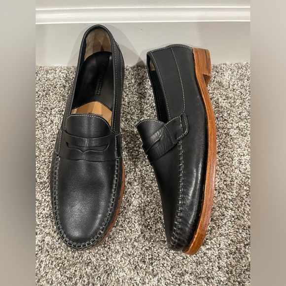Johnston & Murphy black leather penny loafers, men's size 11.5 - Picture 3 of 13